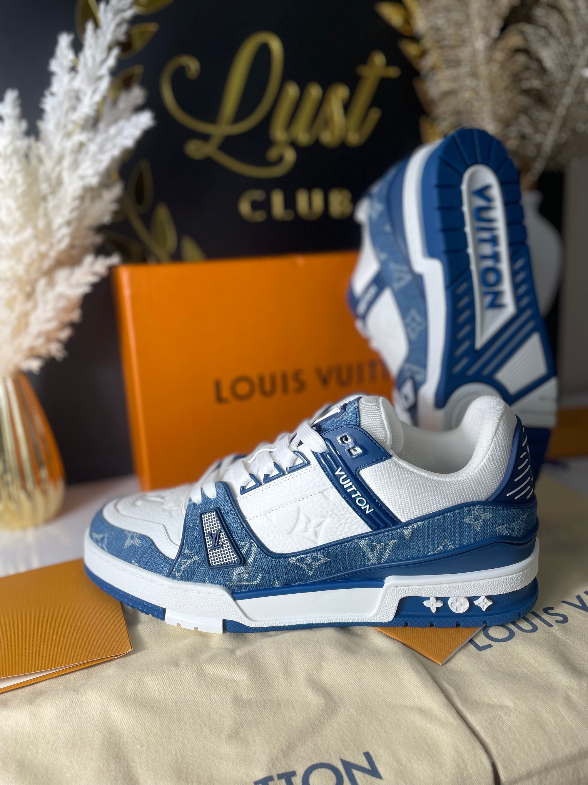 Louis Vuitton Trainer Monogram Denim White Blue