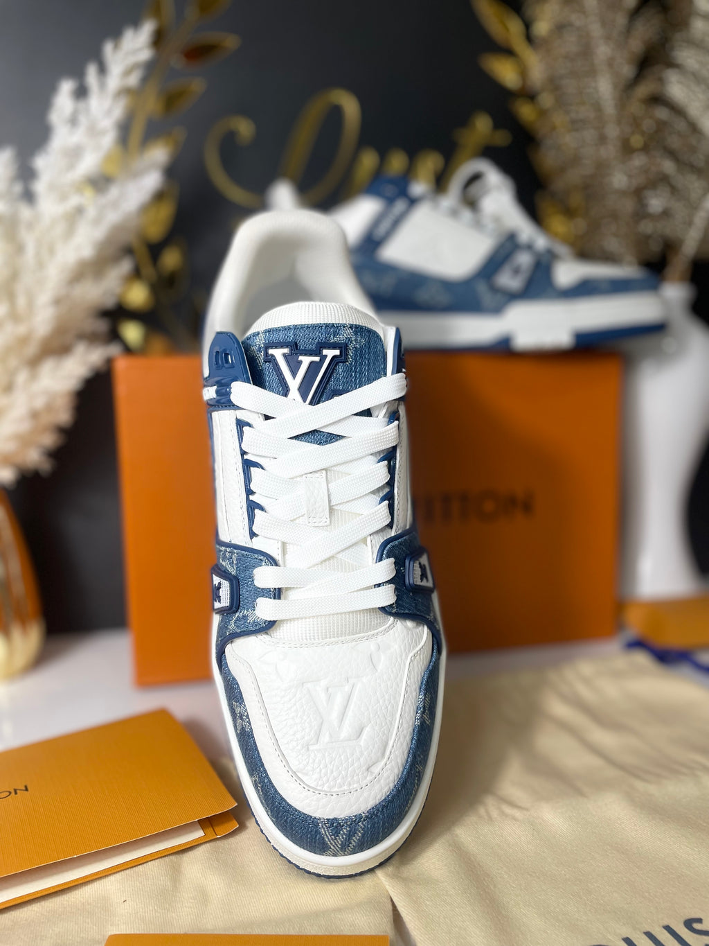 Louis Vuitton Trainer Monogram Denim White Blue
