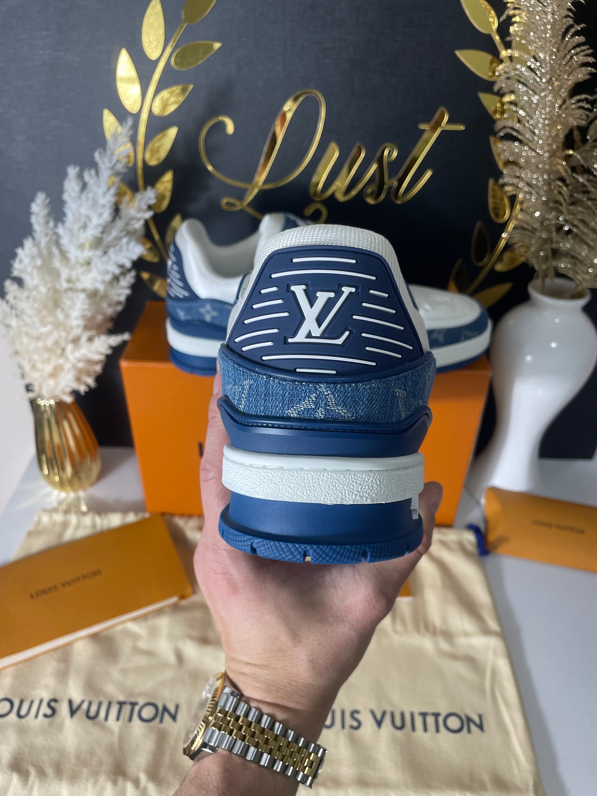 Louis Vuitton Trainer Monogram Denim White Blue