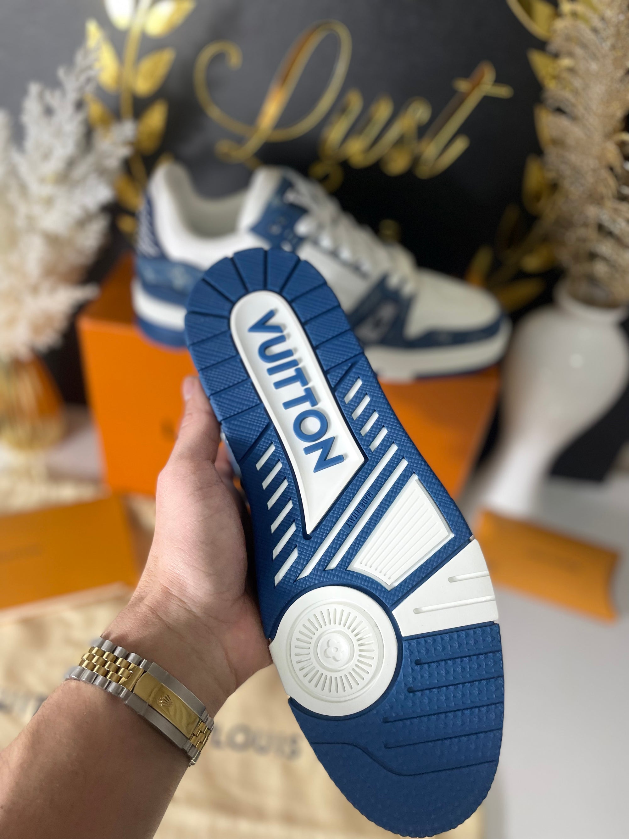 Louis Vuitton Trainer Monogram Denim White Blue
