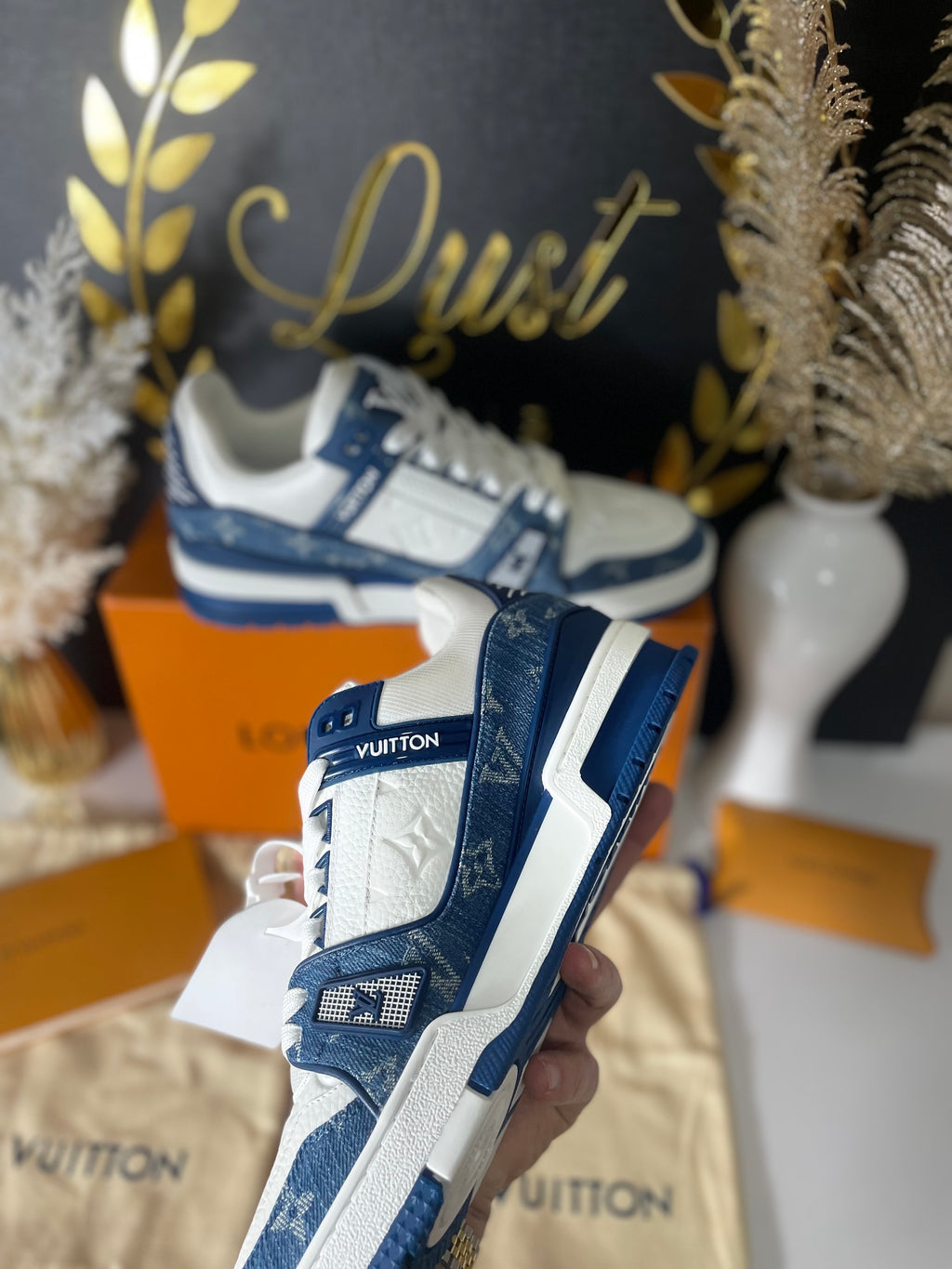 Louis Vuitton Trainer Monogram Denim White Blue