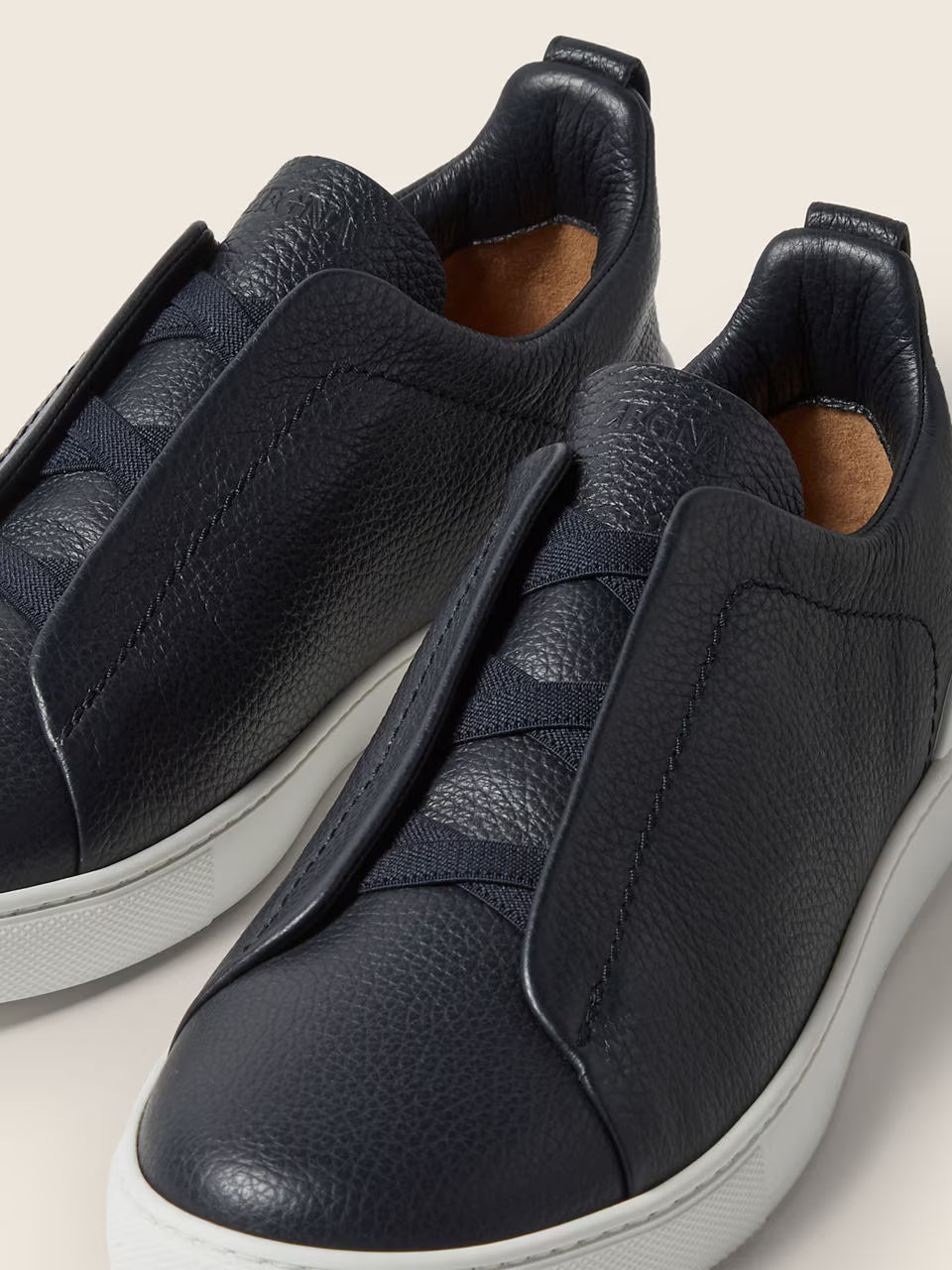 Tênis Zegna Zegna Vintage Triple Stitch Leather Black Texture