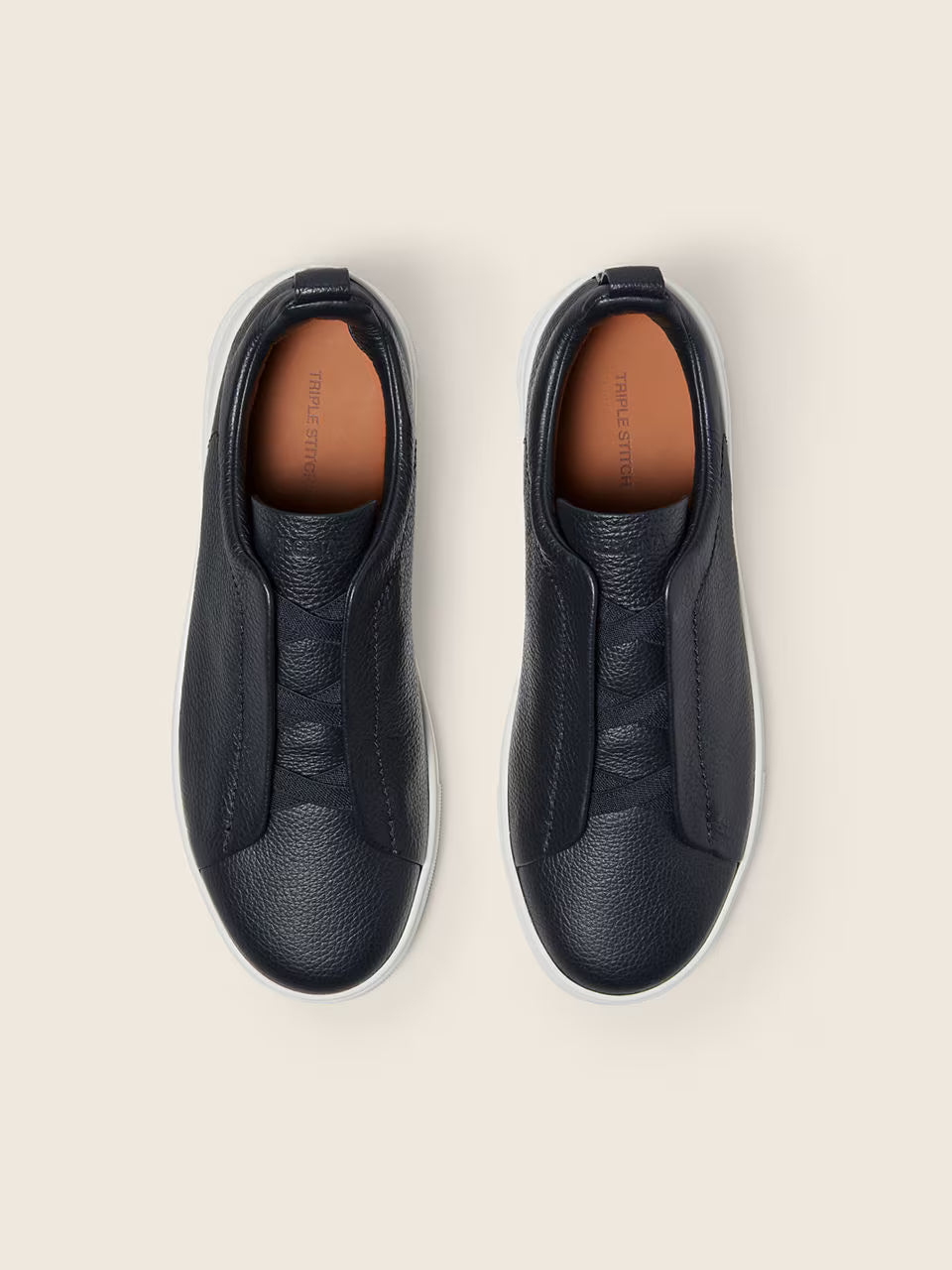 Tênis Zegna Zegna Vintage Triple Stitch Leather Black Texture