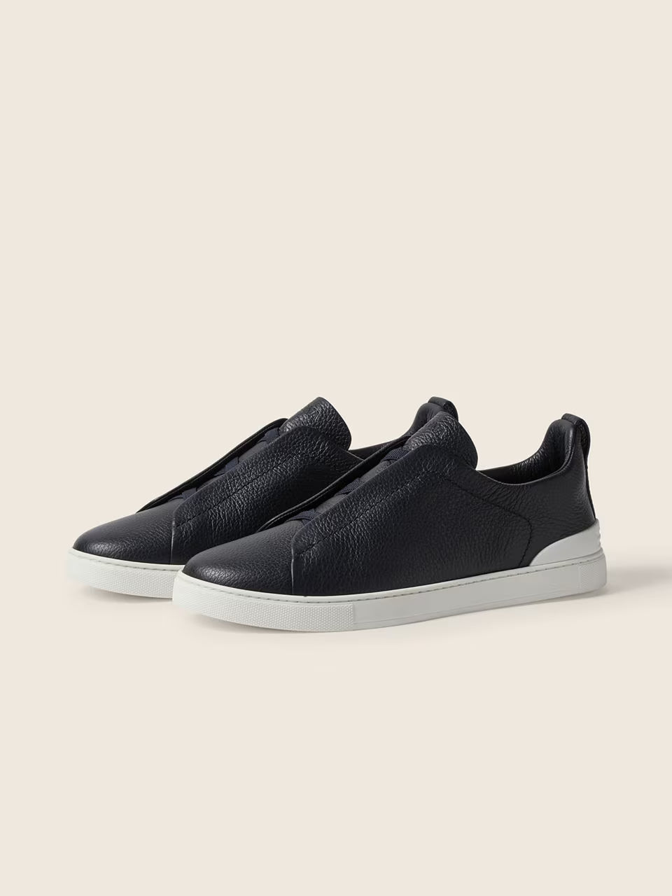 Tênis Zegna Zegna Vintage Triple Stitch Leather Black Texture
