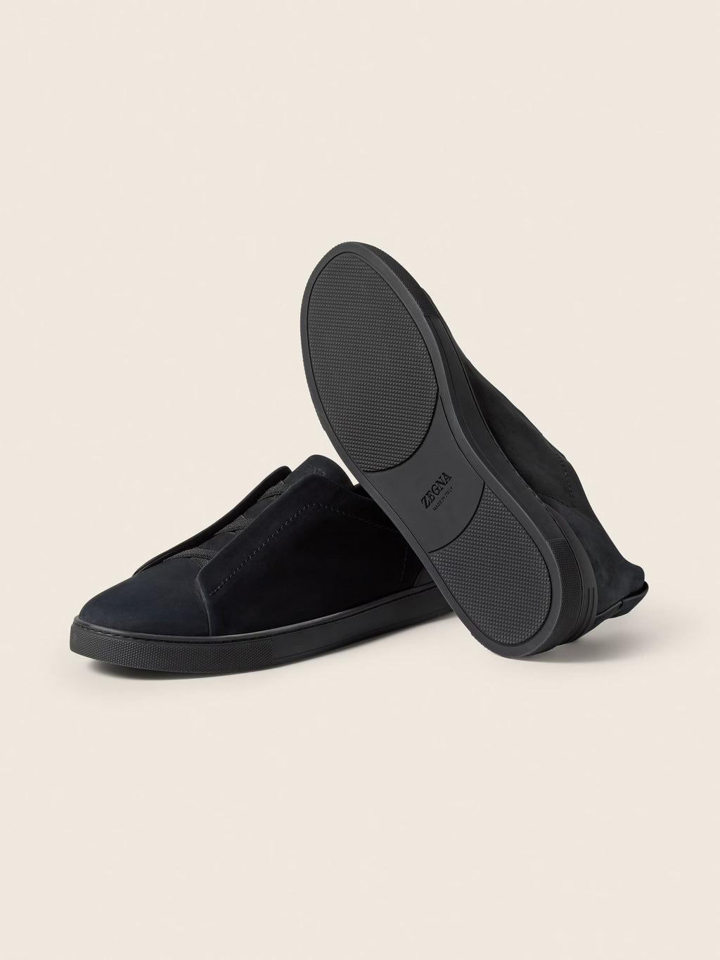 ZEGNA Triple Stitch Sneakers Preto Couro