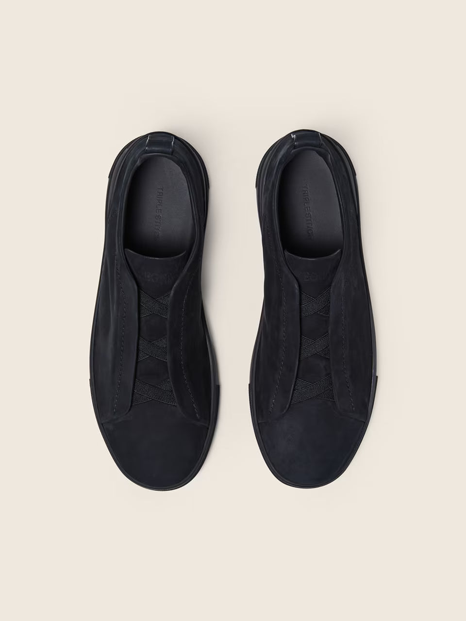 ZEGNA Triple Stitch Sneakers Preto Couro