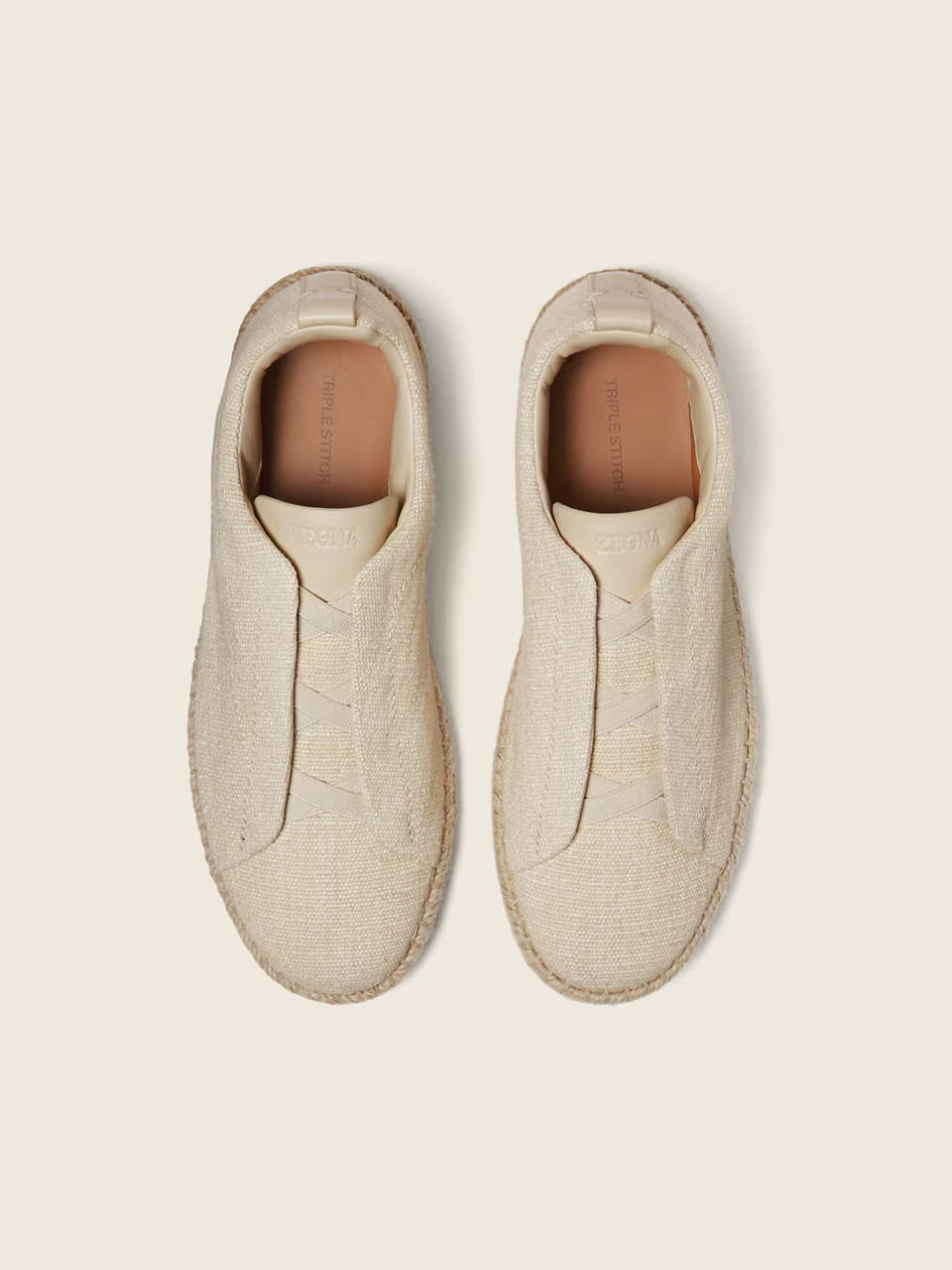 ZEGNA Triple Stitch™ Esbranquiçadas em Mistura de Linho e Pele