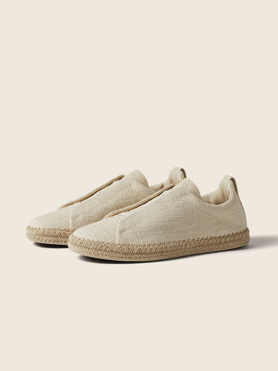 ZEGNA Triple Stitch™ Esbranquiçadas em Mistura de Linho e Pele