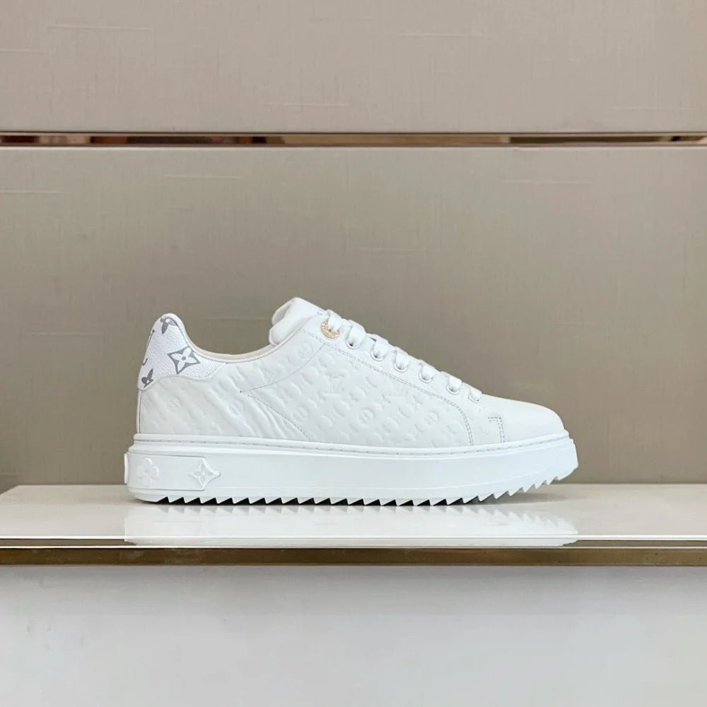 Time Out Debossed Monogram Leather White Grey Monogram