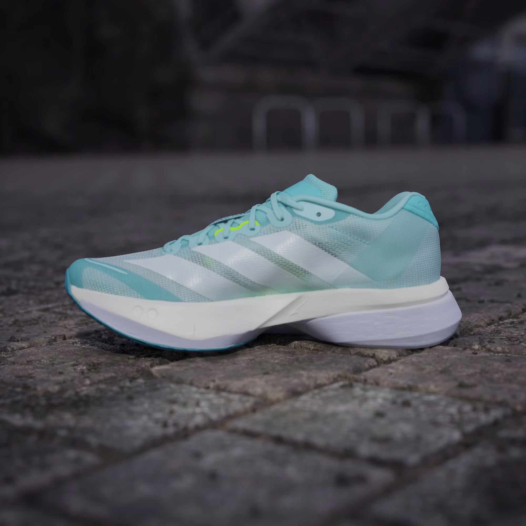 Tênis Adidas Adizero Boston 13 Semi Flash Aqua / Zero Metalic / Lucid Lemon