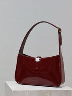 Yves Saint Laurent Mini Le 5 to 7 in Patent Leather Grenade