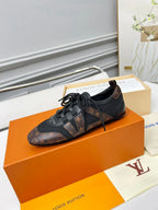 Louis Vuitton Sneakerina Women's Lace-Up Shoe in Black and Brown Monogram