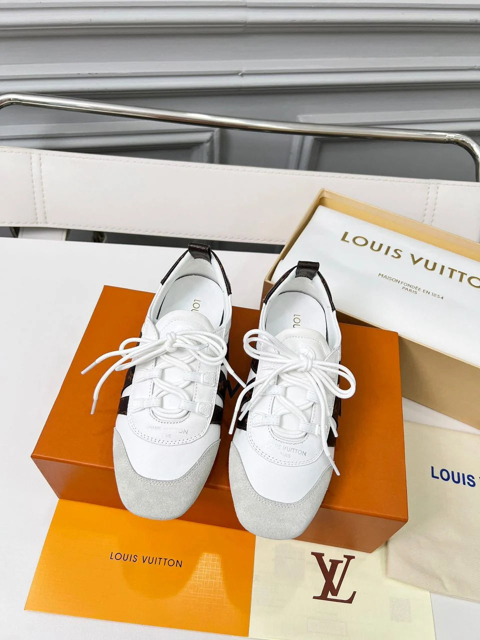 Sneakerina LV White Monogram Brown
