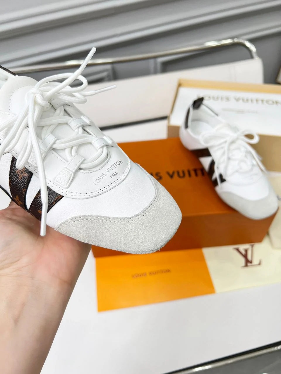 Sneakerina LV White Monogram Brown