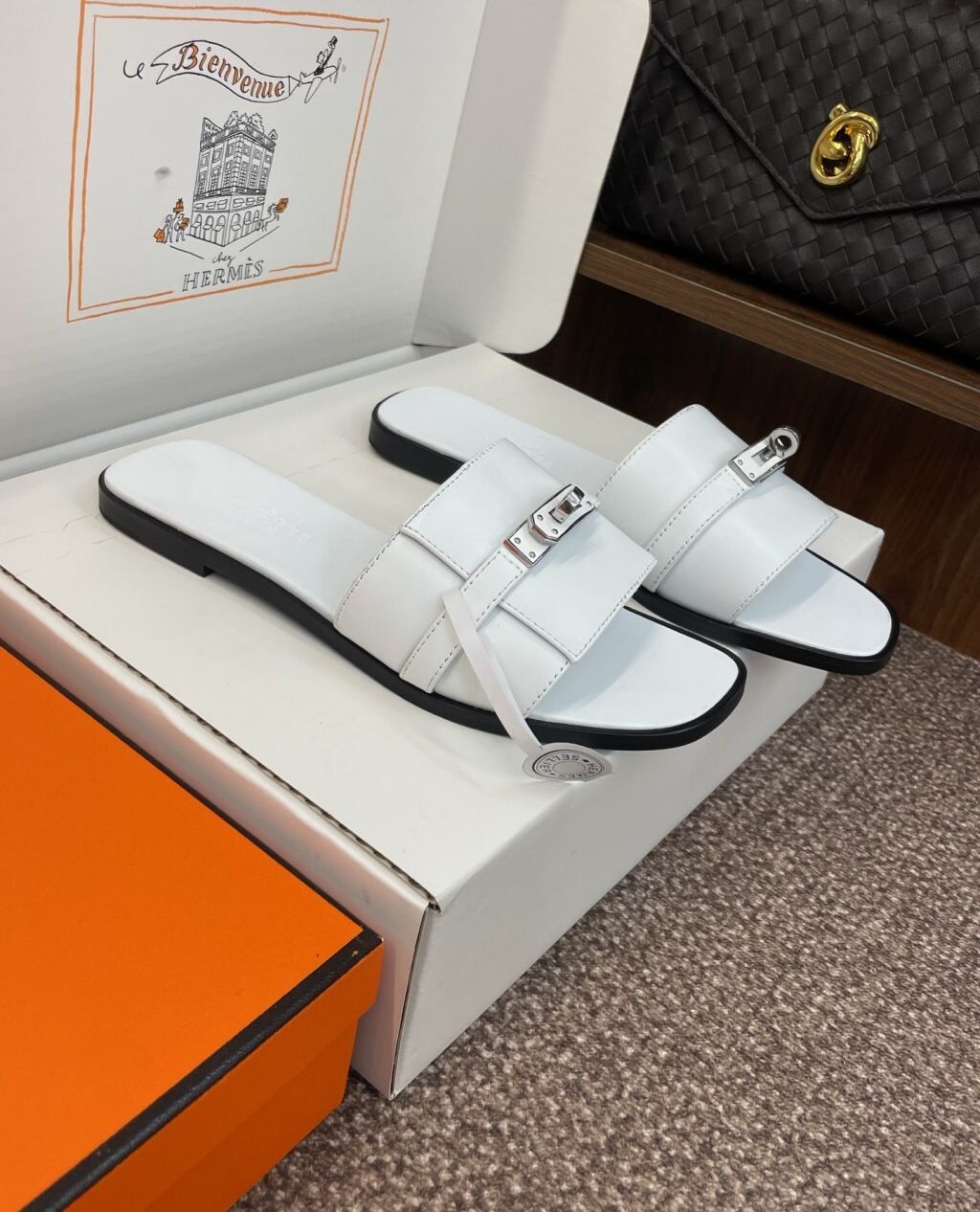 Hermes Gabriel Sandal Noir White
