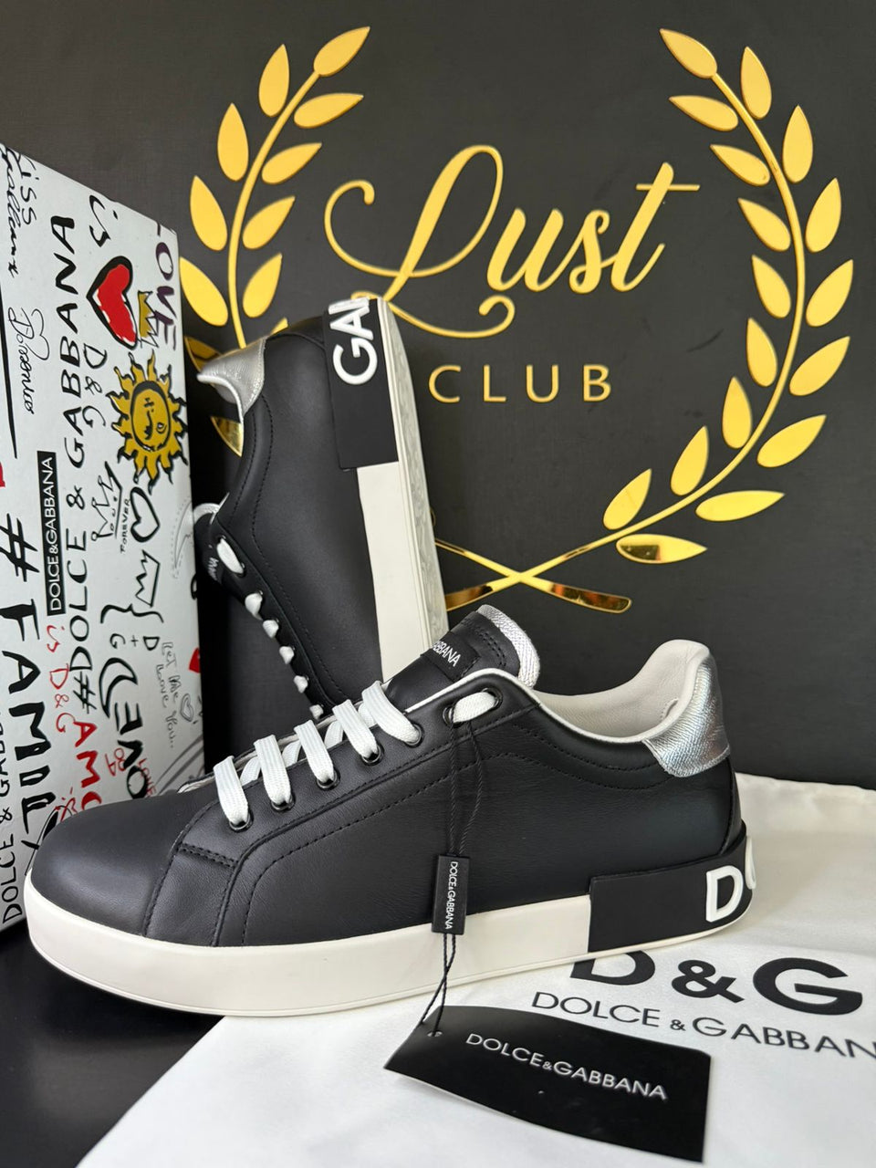 Tam 40 e 41 | Tenis Dolce & Gabbana Portofino Black Silver (PRONTA ENTREGA)