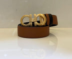 Cinto Ferragamo Gancini Brown Gold