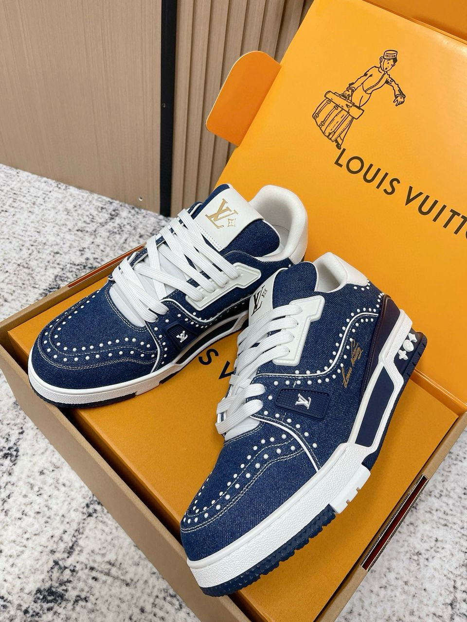 Louis Vuitton LV Trainer Blue Crystals