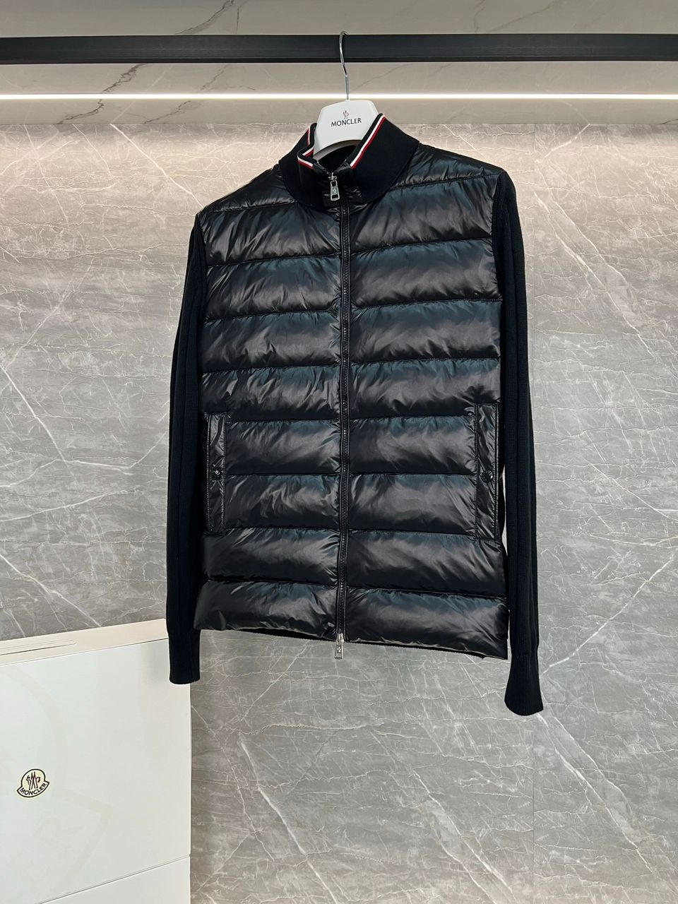 Moncler Puffer Cardigan Cut Black