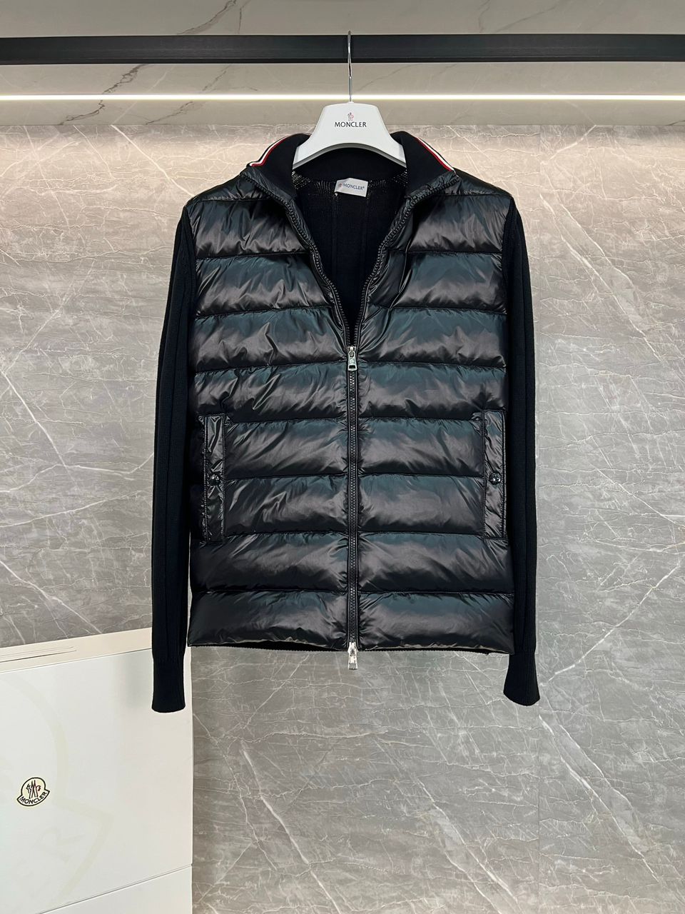 Moncler Puffer Cardigan Cut Black
