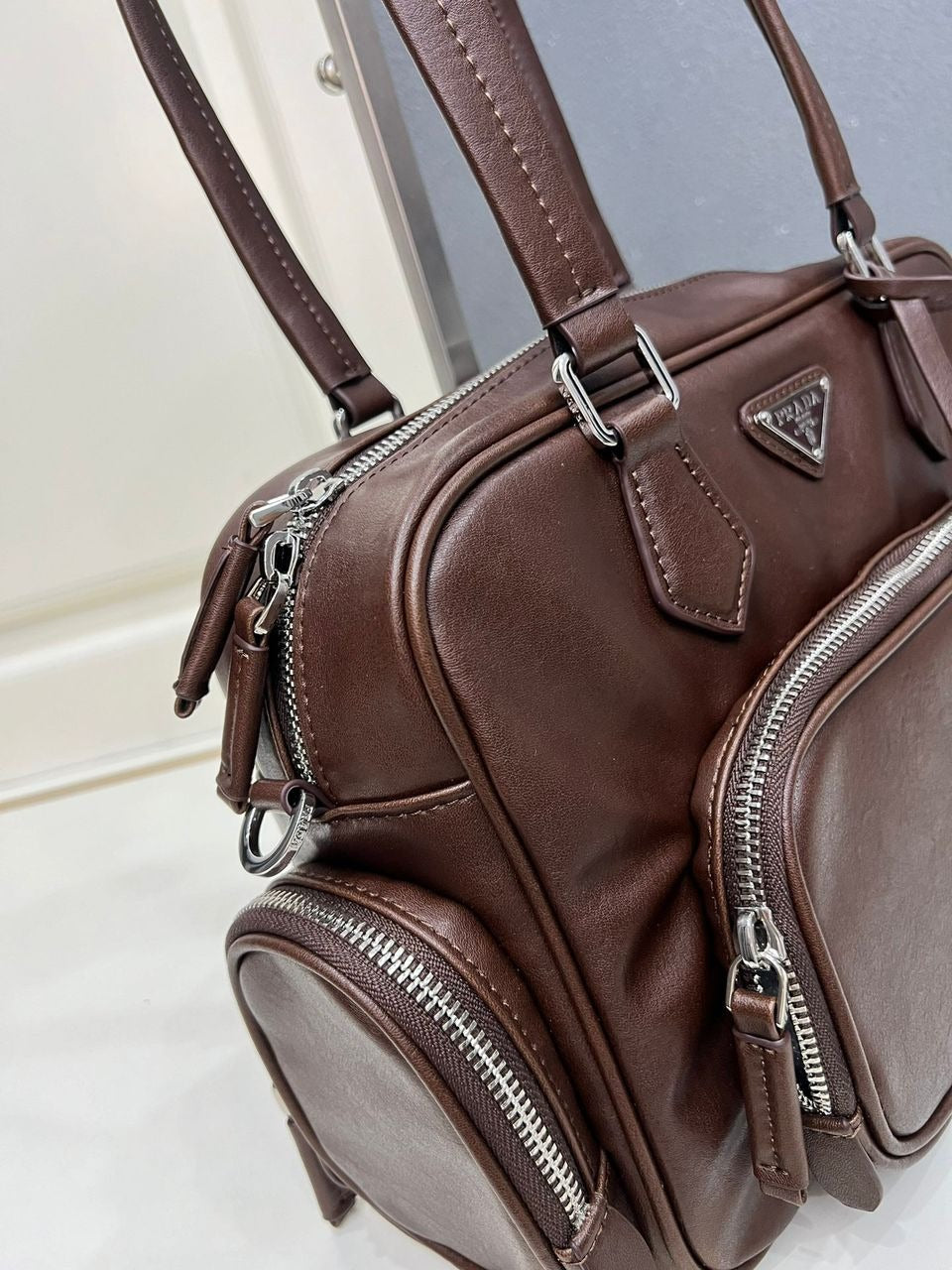 Bolsa Prada Women Tote Leather Brown