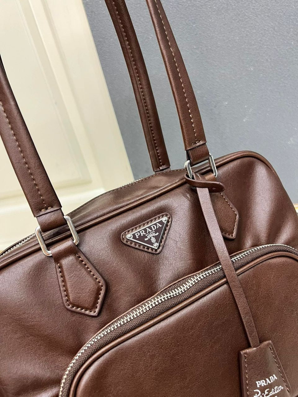 Bolsa Prada Women Tote Leather Brown