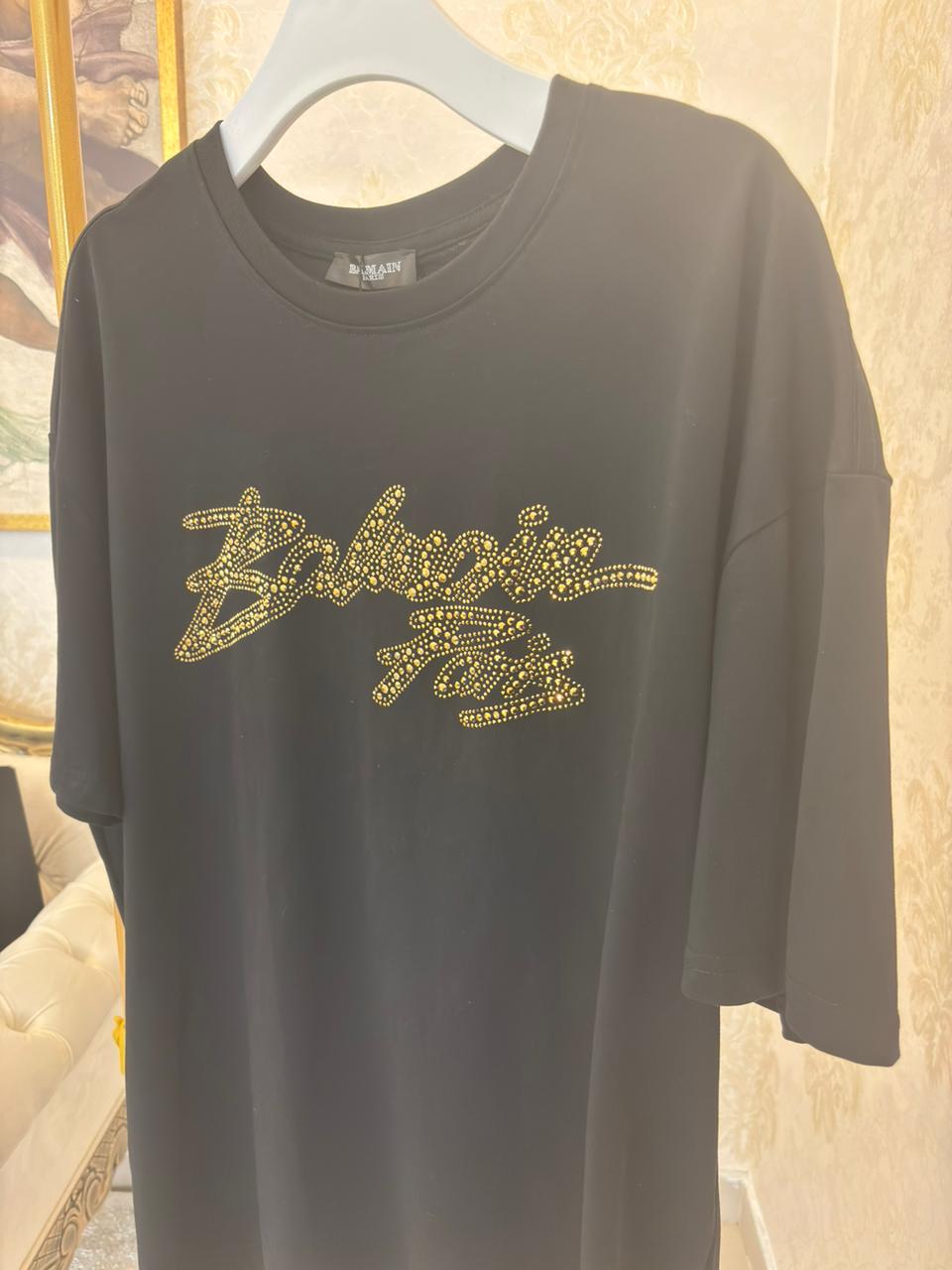 Camiseta Balmain Logo Dourada