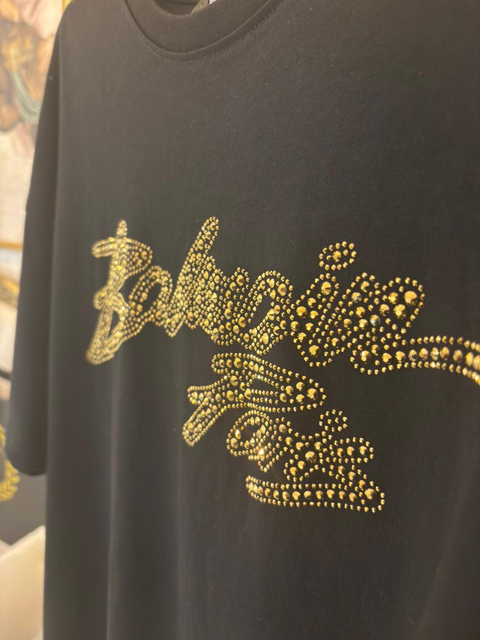 Camiseta Balmain Logo Dourada