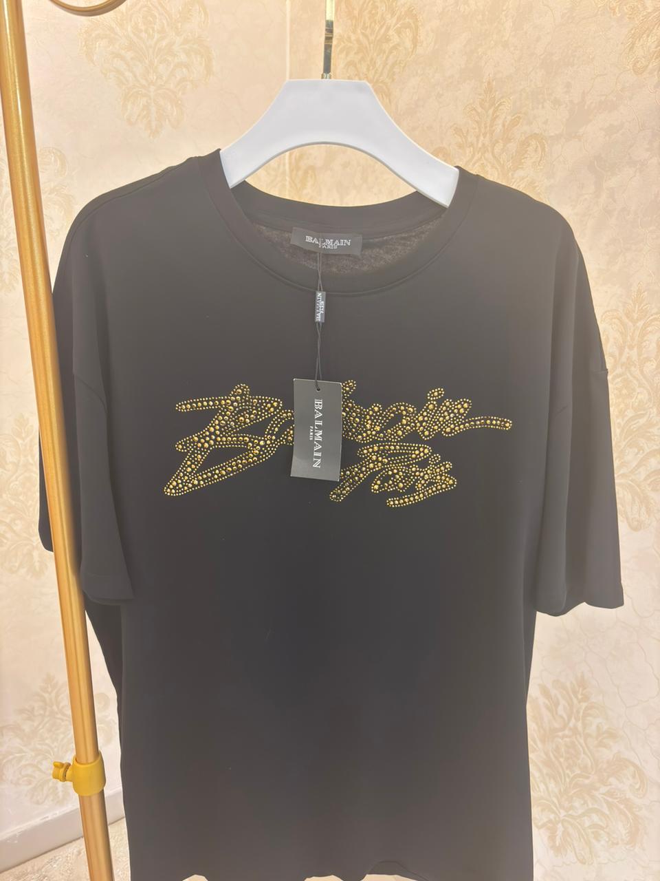Camiseta Balmain Logo Dourada