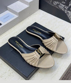 Rasteira Yves Saint Laurent Beige
