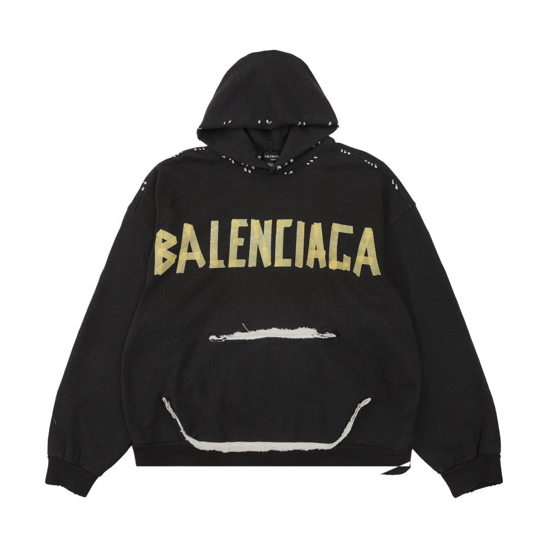 Moletom balenciaga Tape Type Ripped Black