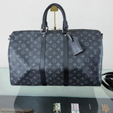 Bolsa Louis Vuitton Monogram Eclipse Keepall Silver Hardware