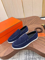 MOCASSIM HERMES Suede Blue Marine