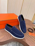 MOCASSIM HERMES Suede Blue Marine