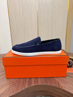 MOCASSIM HERMES Suede Blue Marine