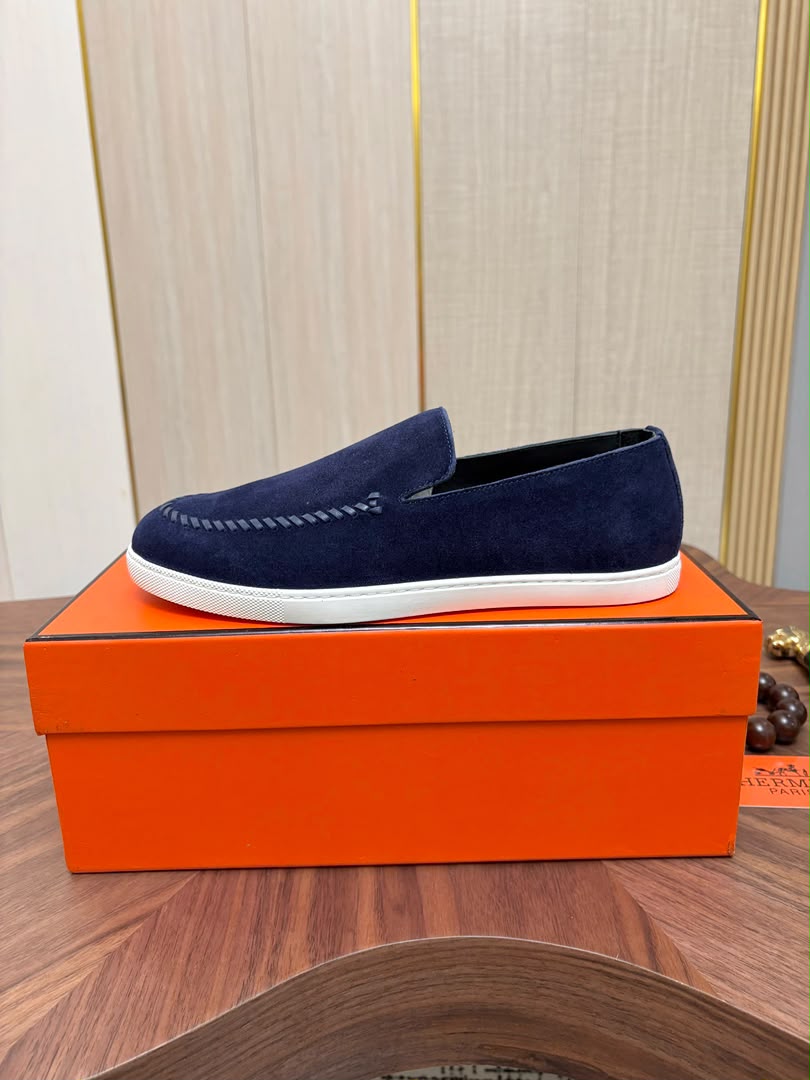 MOCASSIM HERMES Suede Blue Marine