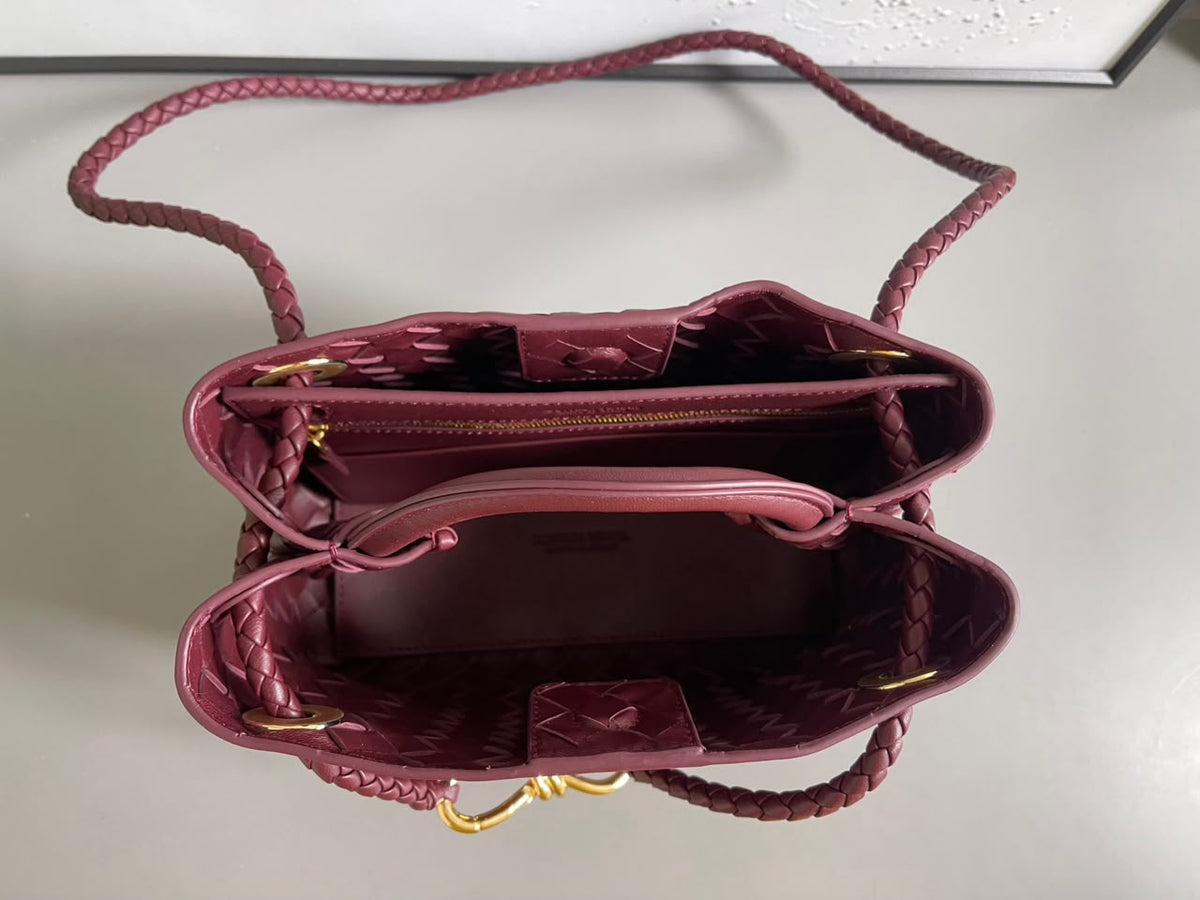 BOLSA BOTTEGA VENETA ANDIAMO INTRECCIATO VINHO