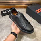 Tênis Zegna Triple Stitch Leather Sneakers All Black (Pronta Entrega) Tamanho 40