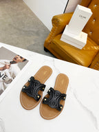 CELINE TRIOMPHE MULE in CALFSKIN Black