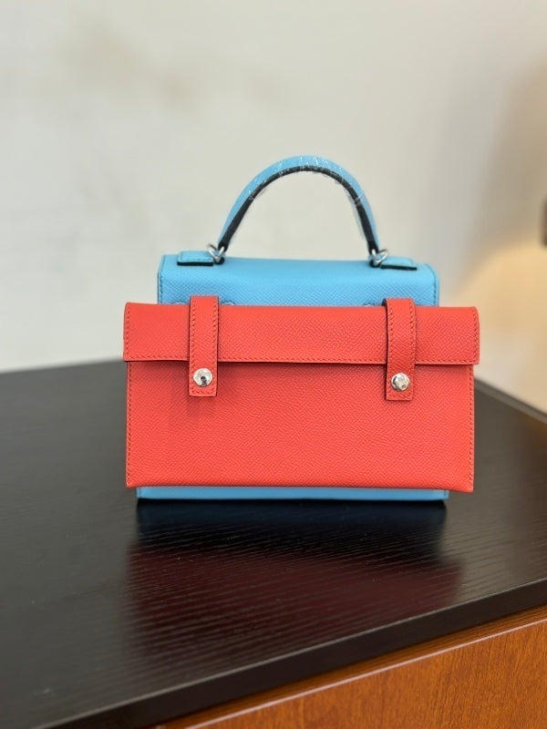 Bolsa Hermès Kelly Idole Kelly Doll in Lizard Blue