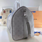 LOUIS VUITTON Monogram Logo Keepall Bandouliere 50 White