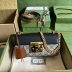Gucci Padlock Shoulder GG Supreme Medium Beige/Black (Pronta Entrega)