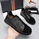Tênis Zegna Triple Stitch Suede Sneakers All Black
