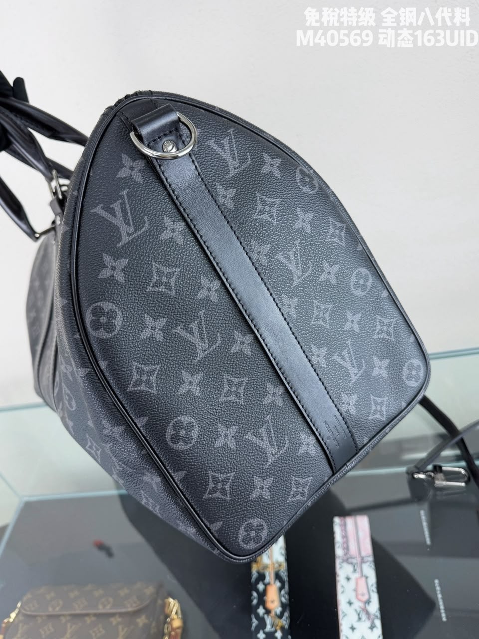 Bolsa Louis Vuitton Monogram Eclipse Keepall Silver Hardware
