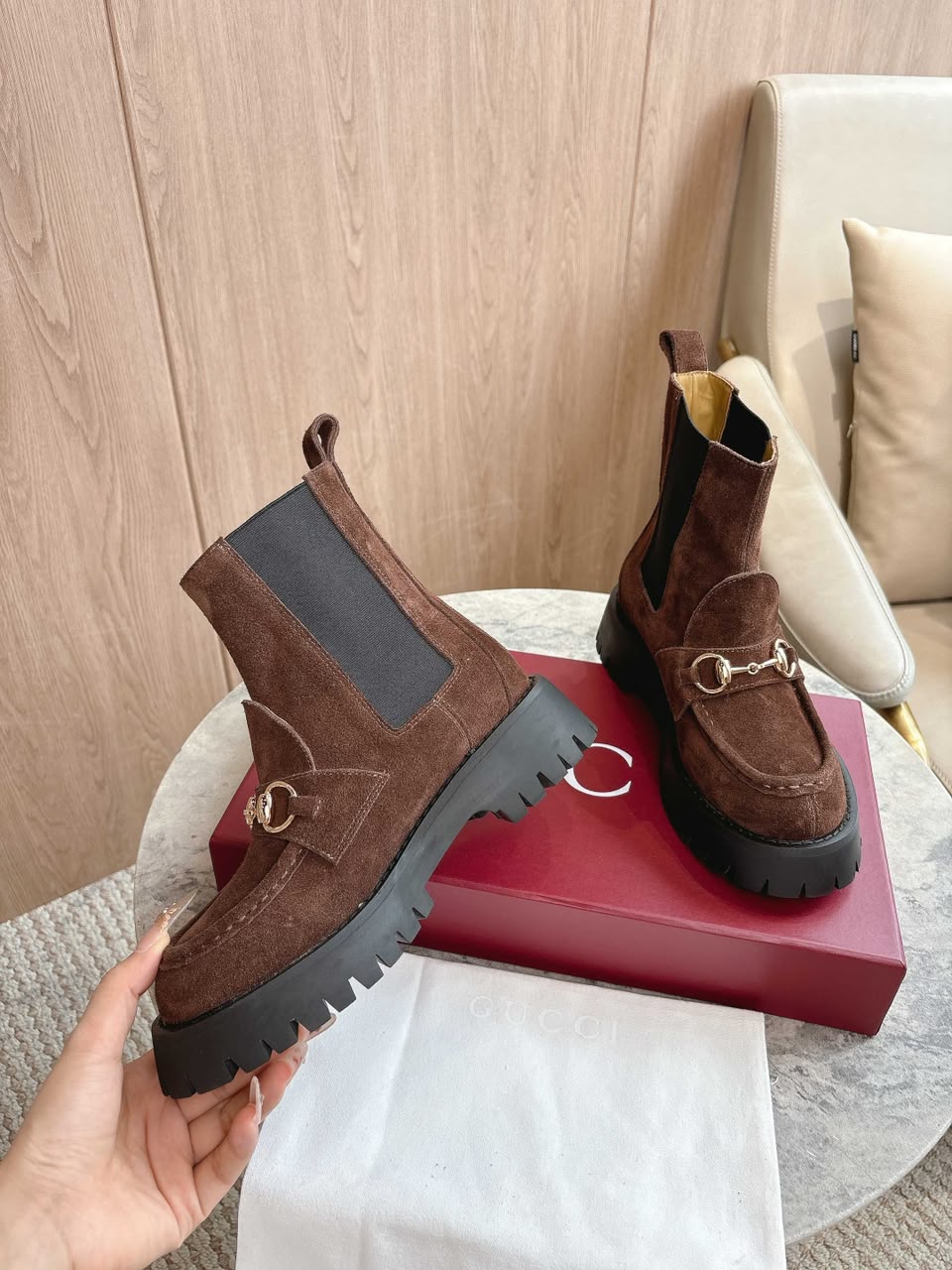 Bota Gucci Horsebit com plataforma