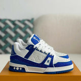 Louis Vuitton Trainer Trainer Maxi Blue & White Handcrafted Rhinestone Sneaker