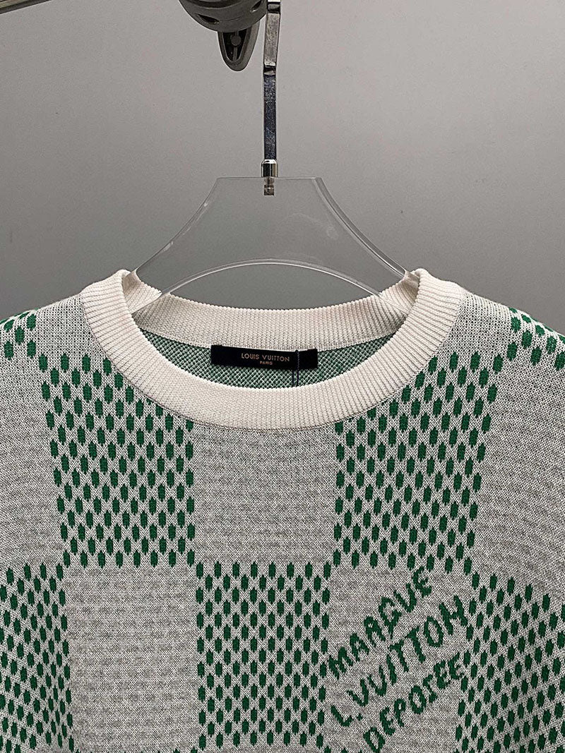 Camiseta Louis Vuitton Damier Knitted Sleeved Crewneck