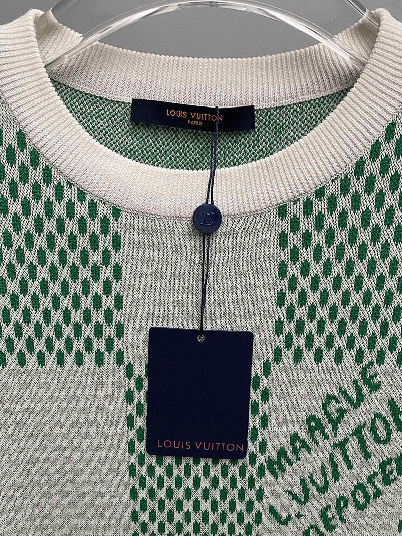 Camiseta Louis Vuitton Damier Knitted Sleeved Crewneck