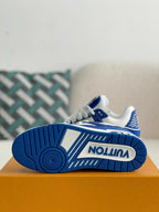 Louis Vuitton Trainer Trainer Maxi Blue & White Handcrafted Rhinestone Sneaker