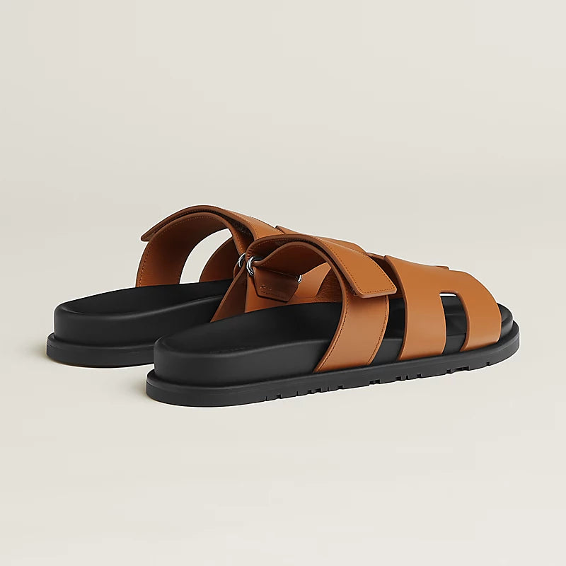 Hermes Chypre Sandal Noir  Black Orange
